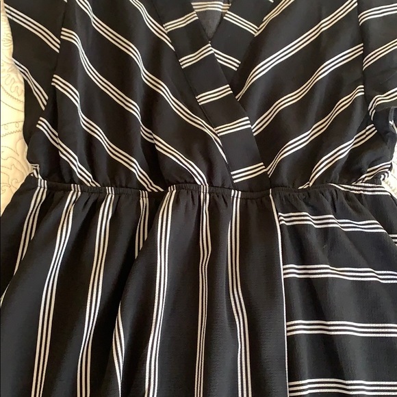 Monteau Black Dress w/ White Stripes - Picture 3 of 4